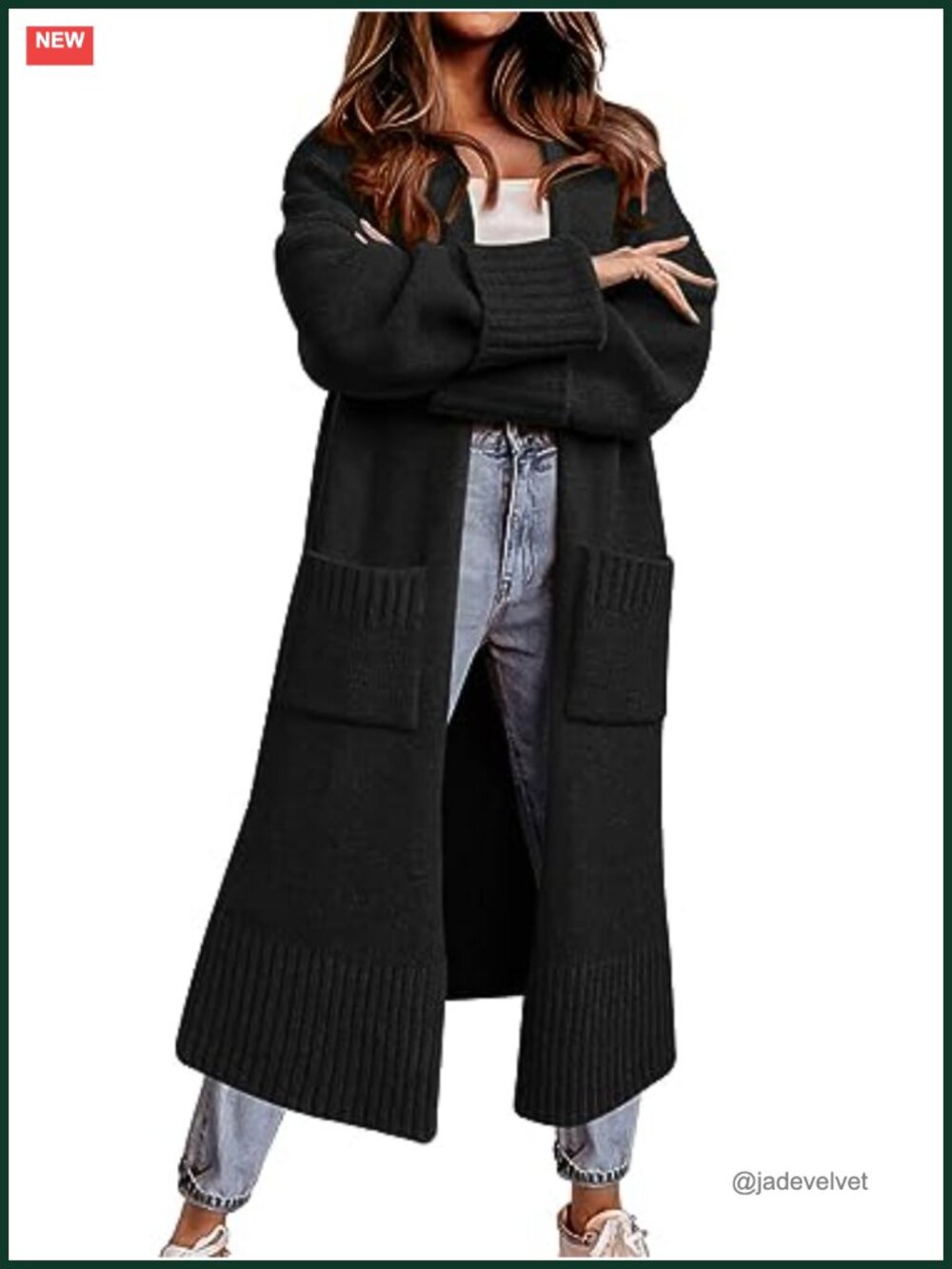 Women's Open Front Knit Cardigan Duster Coat Long Sleeve Oversized Sweater